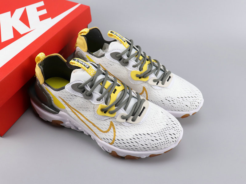 Women Nike React VISION White Yellow Grey Shoes - Click Image to Close